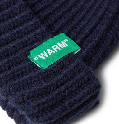 Off-White Logo Appliqued Ribbed Beanie Navy Lookbook Off-White Logo Appliqued Ribbed Beanie Navy