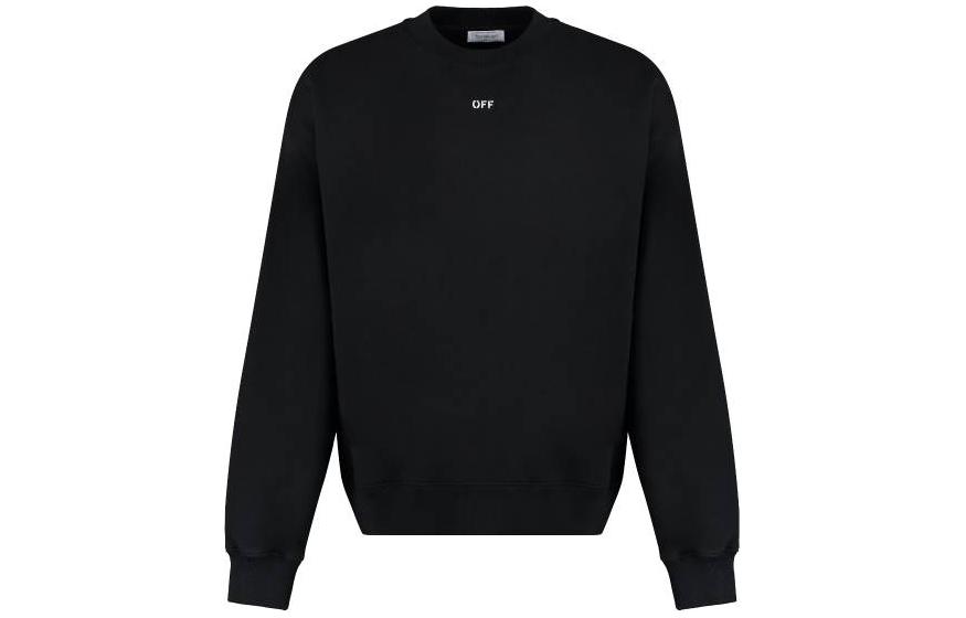 Off-White Logo Crewneck Pullover Sweatshirt Black Loose Fit Long Sleeve OMBA054F23FLE0011001