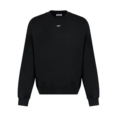 Off-White Logo Crewneck Pullover Sweatshirt Black Loose Fit Long Sleeve OMBA054F23FLE0011001
