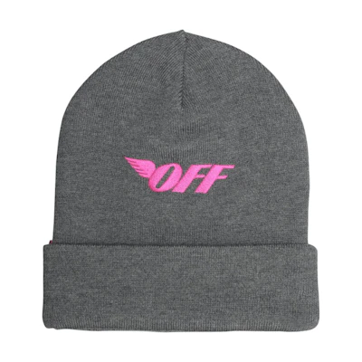 Off-White Logo Embroidered Beanie Medium Grey/Fuchsia