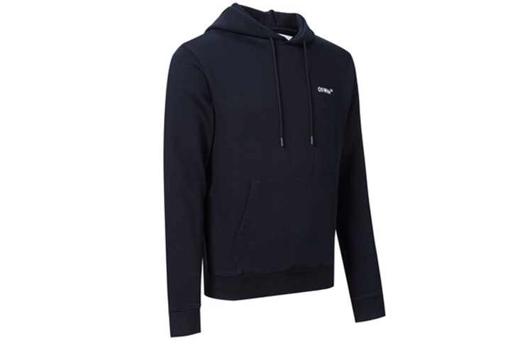 OFF-WHITE Logo Embroidered Black Hoodie OMBB034E181920011000 圖 4