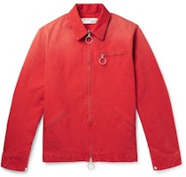 Off-White Logo Embroidered Canvas Jacket Red Off-White Logo Embroidered Canvas Jacket Red