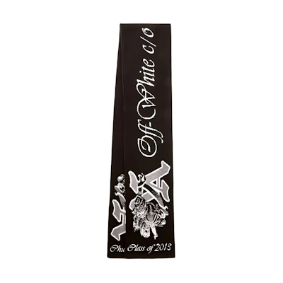 OFF-WHITE Logo Embroidered Knit Scarf Black Fashion Accessories OMMA058F23KNI0011007