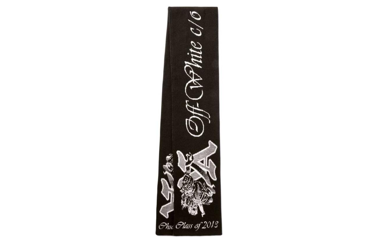Order OFF-WHITE Logo Embroidered Knit Scarf Black  Fashion Accessories OMMA058F23KNI0011007
