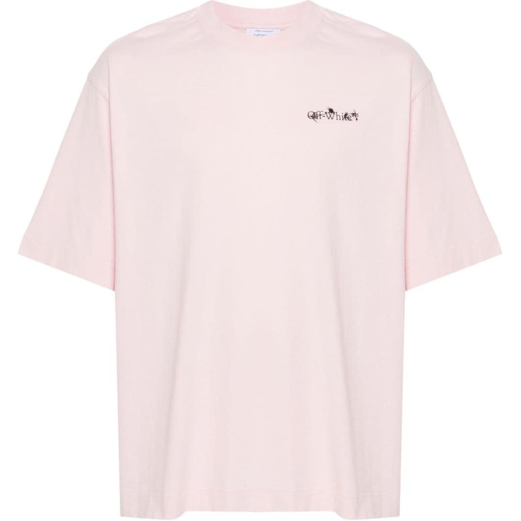 OFF-WHITE Logo Graphic Pink Short Sleeve Crewneck T-Shirt for Men OMAA120F24JER0053010