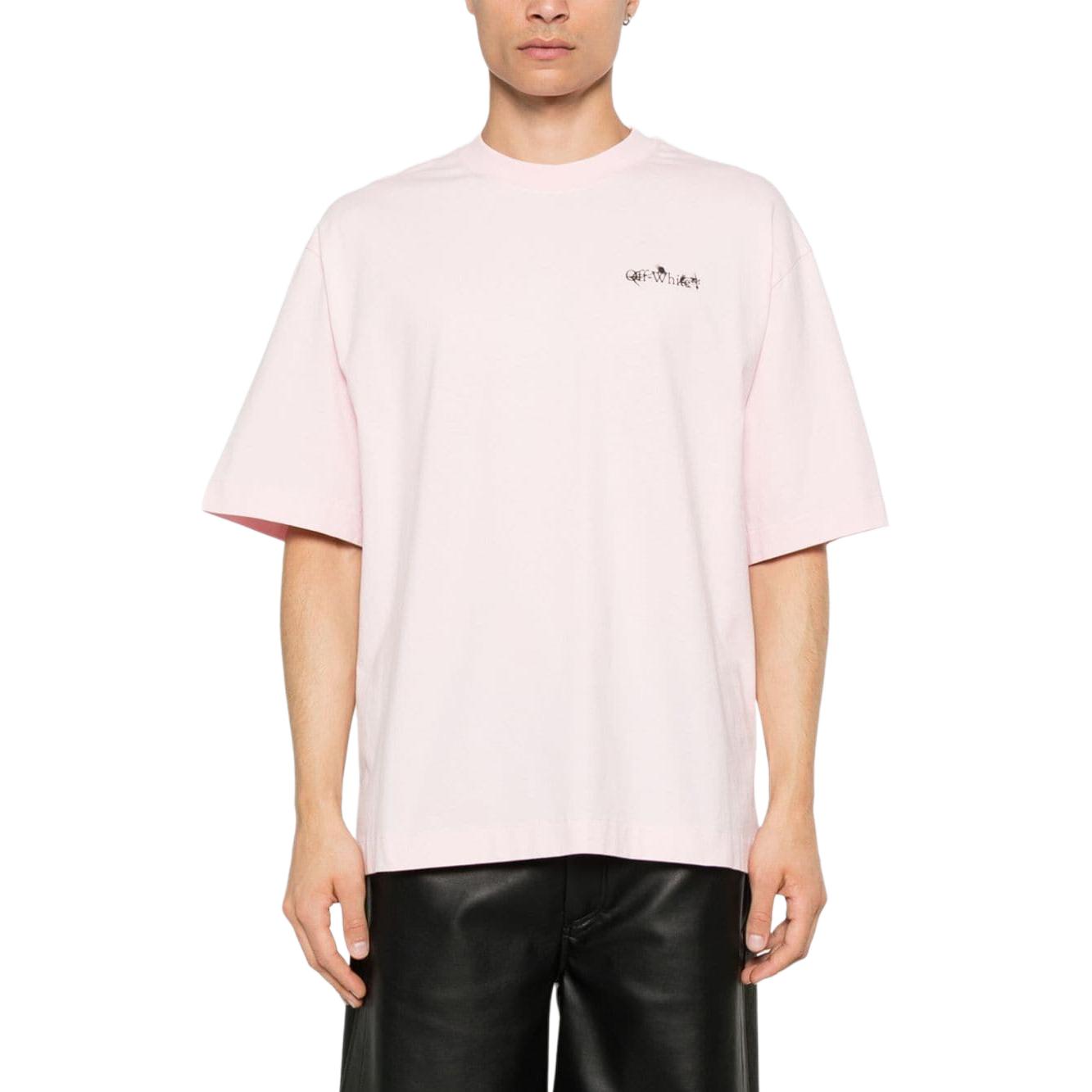 OFF-WHITE Logo Graphic Pink Short Sleeve Crewneck T-Shirt for Men OMAA120F24JER0053010 圖 3
