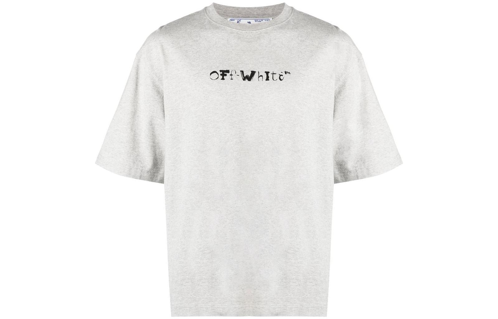 OFF-WHITE Logo Graphic Print Gray Short Sleeve T-Shirt  Loose Fit. OMAA120S23JER0050810