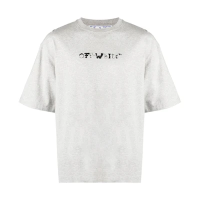 OFF-WHITE Logo Graphic Print Gray Short Sleeve T-Shirt Loose Fit. OMAA120S23JER0050810