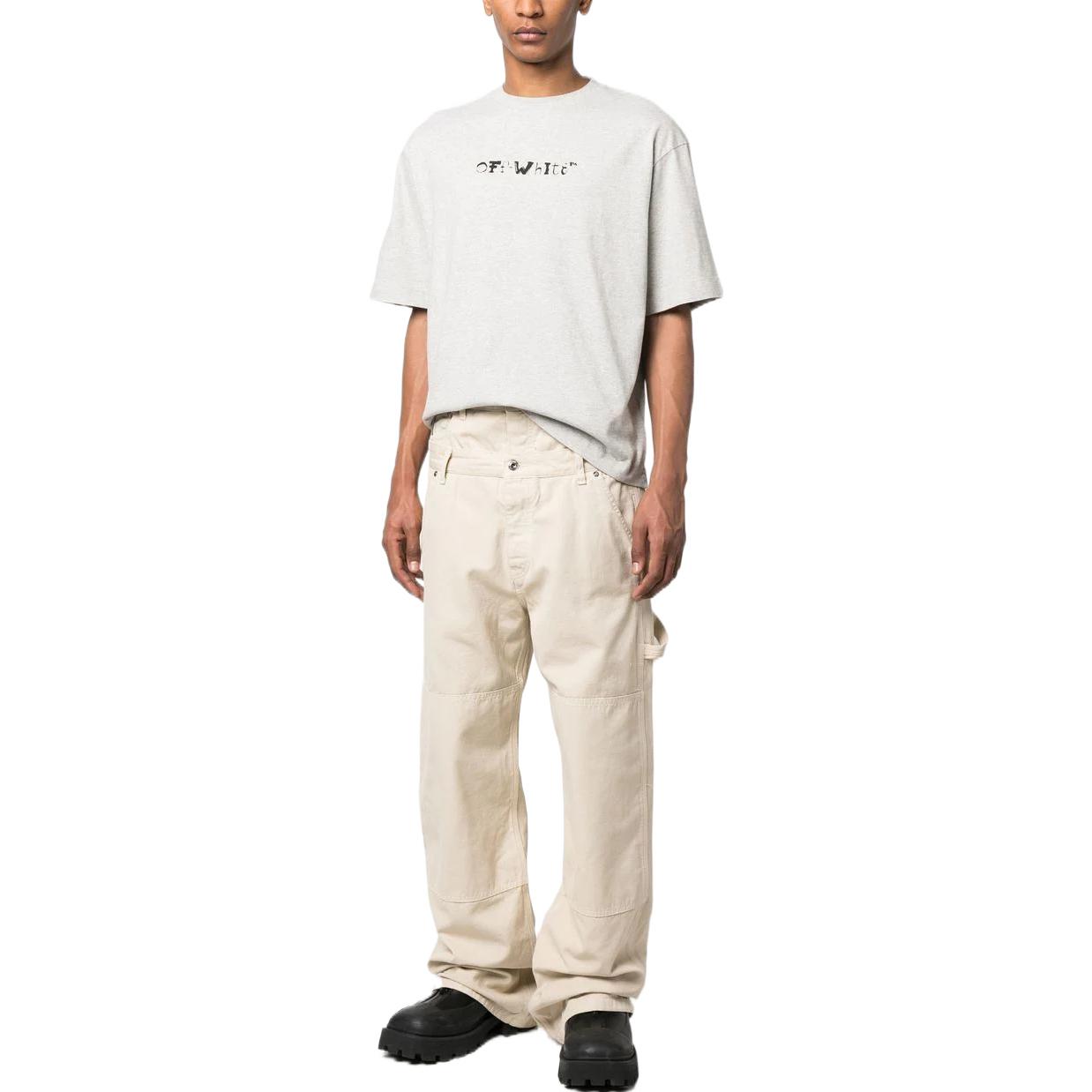 OFF-WHITE Logo Graphic Print Gray Short Sleeve T-Shirt  Loose Fit. OMAA120S23JER0050810 圖 3