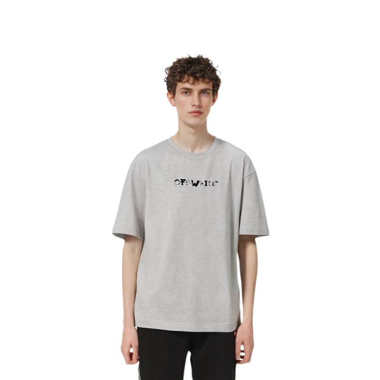 OFF-WHITE Logo Graphic Print Gray Short Sleeve T-Shirt  Loose Fit. OMAA120S23JER0050810 圖 7