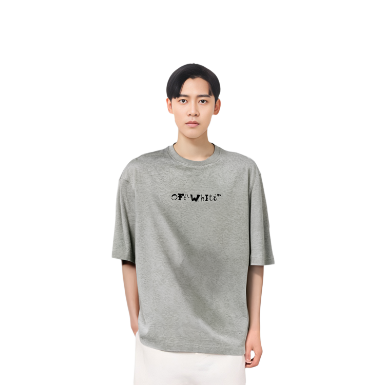OFF-WHITE Logo Graphic Print Gray Short Sleeve T-Shirt  Loose Fit. OMAA120S23JER0050810 圖 8