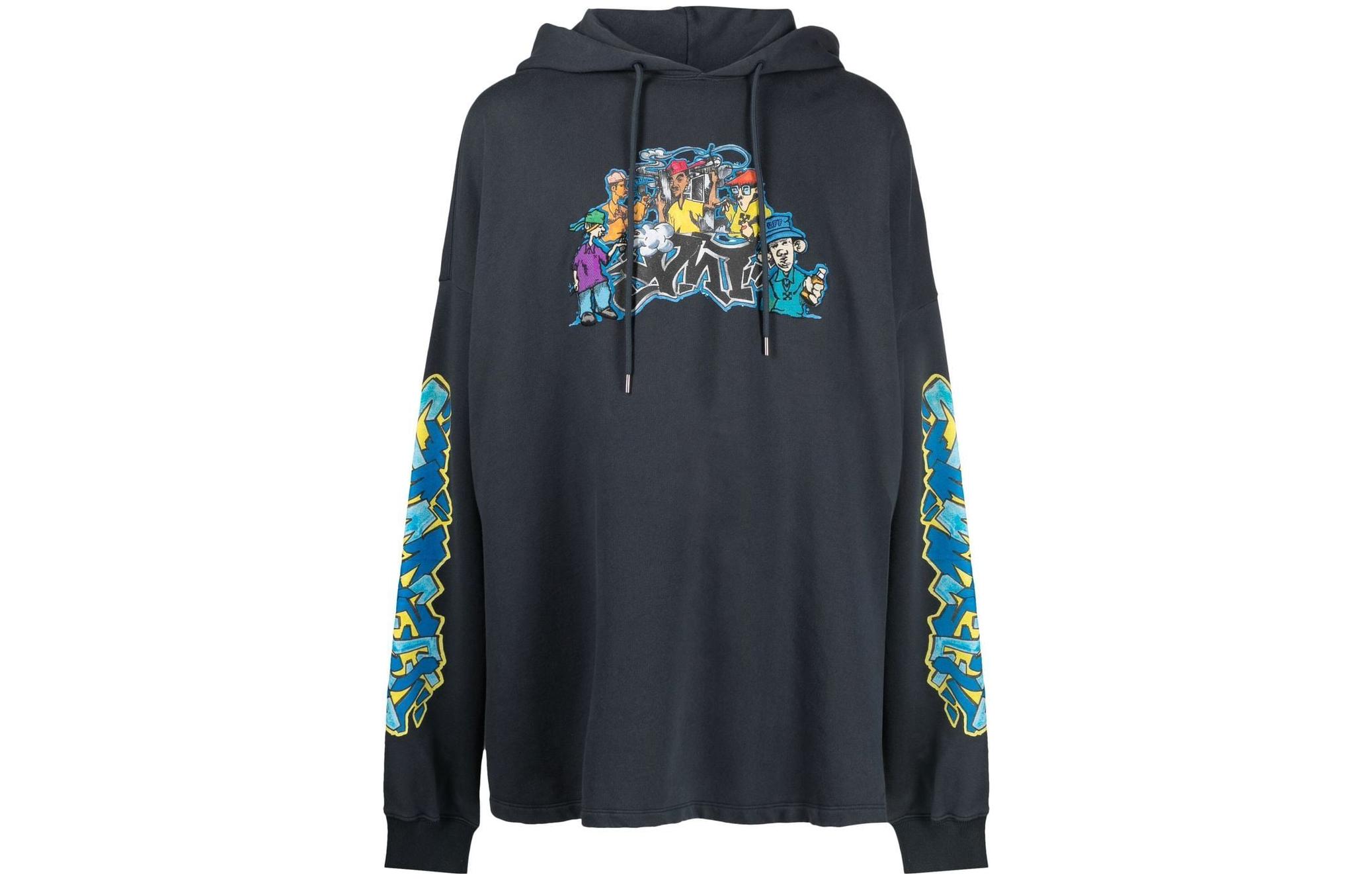 Off-White Logo Graphic Print Pullover Sweatshirt Black () OMBB090F22FLE0044684