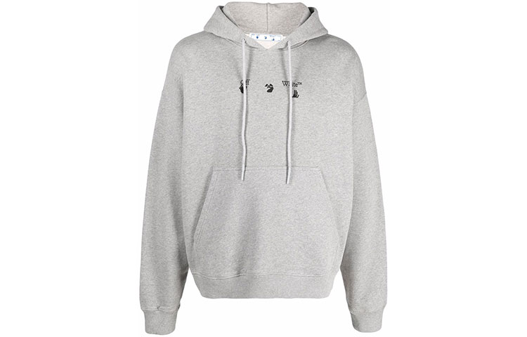 Off-White Logo Hoodie Relaxed Fit Grey OMBB085F21FLE0170810