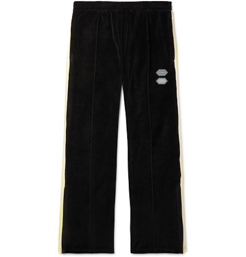 Off-White Logo Intarsia Cotton Blend Velour Sweatpants Black/Yellow