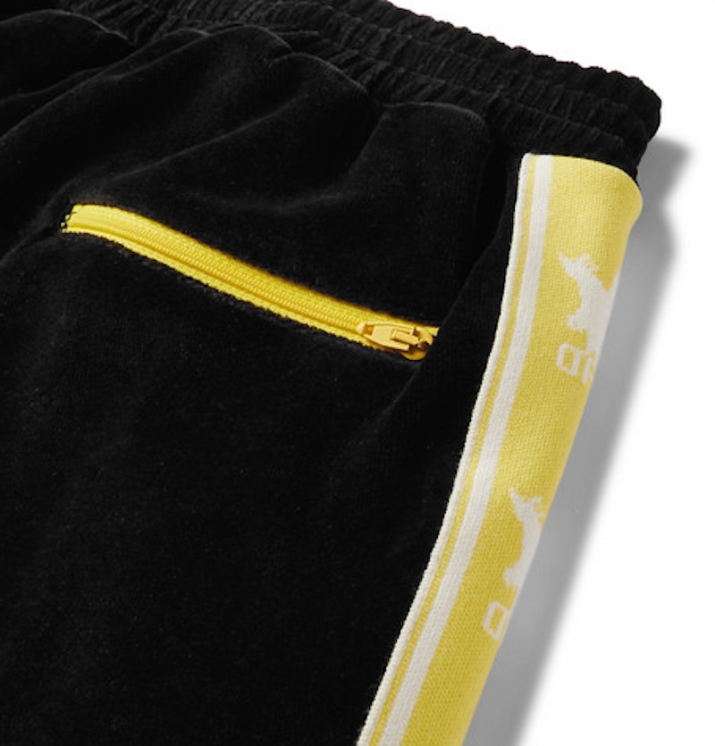 Order 黑黃配色 Off-White 標誌 Intarsia 棉混紡天鵝絨運動褲