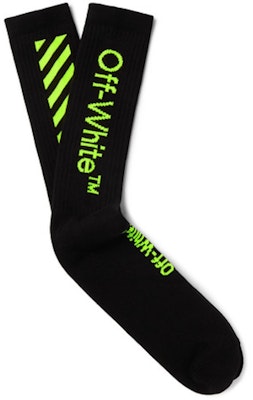 Off-White Logo Intarsia Stretch Knit Socks (SS19) Black/Neon Green Buy Off-White Logo Intarsia Stretch Knit Socks (SS19) Black/Neon Green