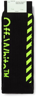 Off-White Logo Intarsia Stretch Knit Socks (SS19) Black/Neon Green Lookbook Off-White Logo Intarsia Stretch Knit Socks (SS19) Black/Neon Green