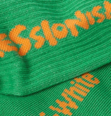 Off-White Logo Intarsia Stretch Socks (SS19) Green/Orange Lookbook Off-White Logo Intarsia Stretch Socks (SS19) Green/Orange
