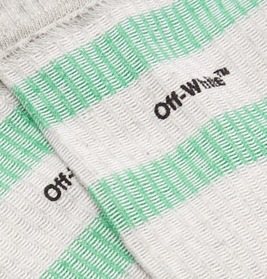 Off-White Logo Intarsia Stretch Socks (SS19) Light Grey/Navy/Green Lookbook Off-White Logo Intarsia Stretch Socks (SS19) Light Grey/Navy/Green
