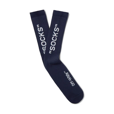 Off-White Logo Intarsia Stretch Socks (SS19) Navy/White