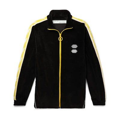 Off-White Logo Intarsia Velour Track Jacket Black