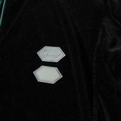 Off-White Logo Intarsia Velour Track Jacket Black/Green Order Off-White Logo Intarsia Velour Track Jacket Black/Green