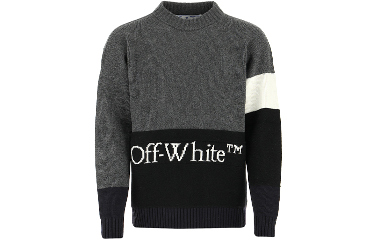 OFF-WHITE Logo Knit Wool Sweater - Dark Grey OMHE048E20KNI0010701