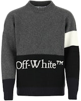 OFF-WHITE Logo Knit Wool Sweater - Dark Grey OMHE048E20KNI0010701 OFF-WHITE Logo Knit Wool Sweater - Dark Grey OMHE048E20KNI0010701