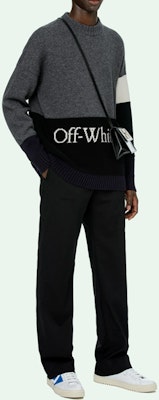 OFF-WHITE Logo Baju Wool Rajutan - Kelabu Gelap OMHE048E20KNI0010701 Shop OFF-WHITE Logo Baju Wool Rajutan - Kelabu Gelap OMHE048E20KNI0010701