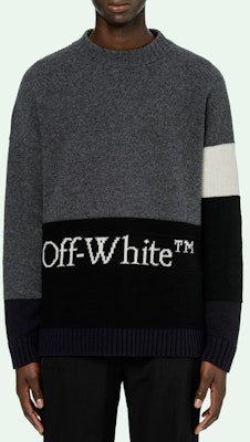 OFF-WHITE Logo Baju Wool Rajutan - Kelabu Gelap OMHE048E20KNI0010701 Purchase OFF-WHITE Logo Baju Wool Rajutan - Kelabu Gelap OMHE048E20KNI0010701