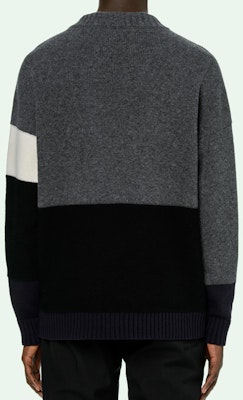 OFF-WHITE Logo Baju Wool Rajutan - Kelabu Gelap OMHE048E20KNI0010701 Details for OFF-WHITE Logo Baju Wool Rajutan - Kelabu Gelap OMHE048E20KNI0010701