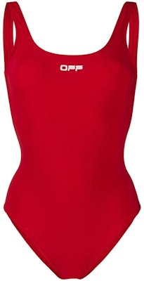 Off-White Logo One Piece Swimsuit Red/White Buy Off-White Logo One Piece Swimsuit Red/White