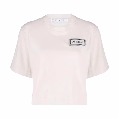 Off-White Logo Patch Cropped T-Shirt 'Grey/Black'