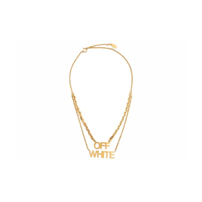 OFF-WHITE Logo Pendant Necklace Gold