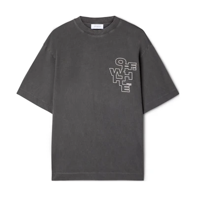 OFF-WHITE Logo Print Boxy Fit Black Crewneck T-Shirt for Men. OMAA120F24JER0041001