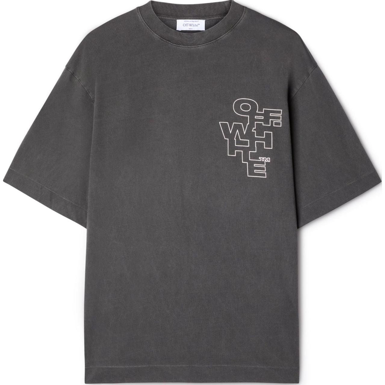 OFF-WHITE Logo Print Boxy Fit Black Crewneck T-Shirt for Men. OMAA120F24JER0041001 圖 2