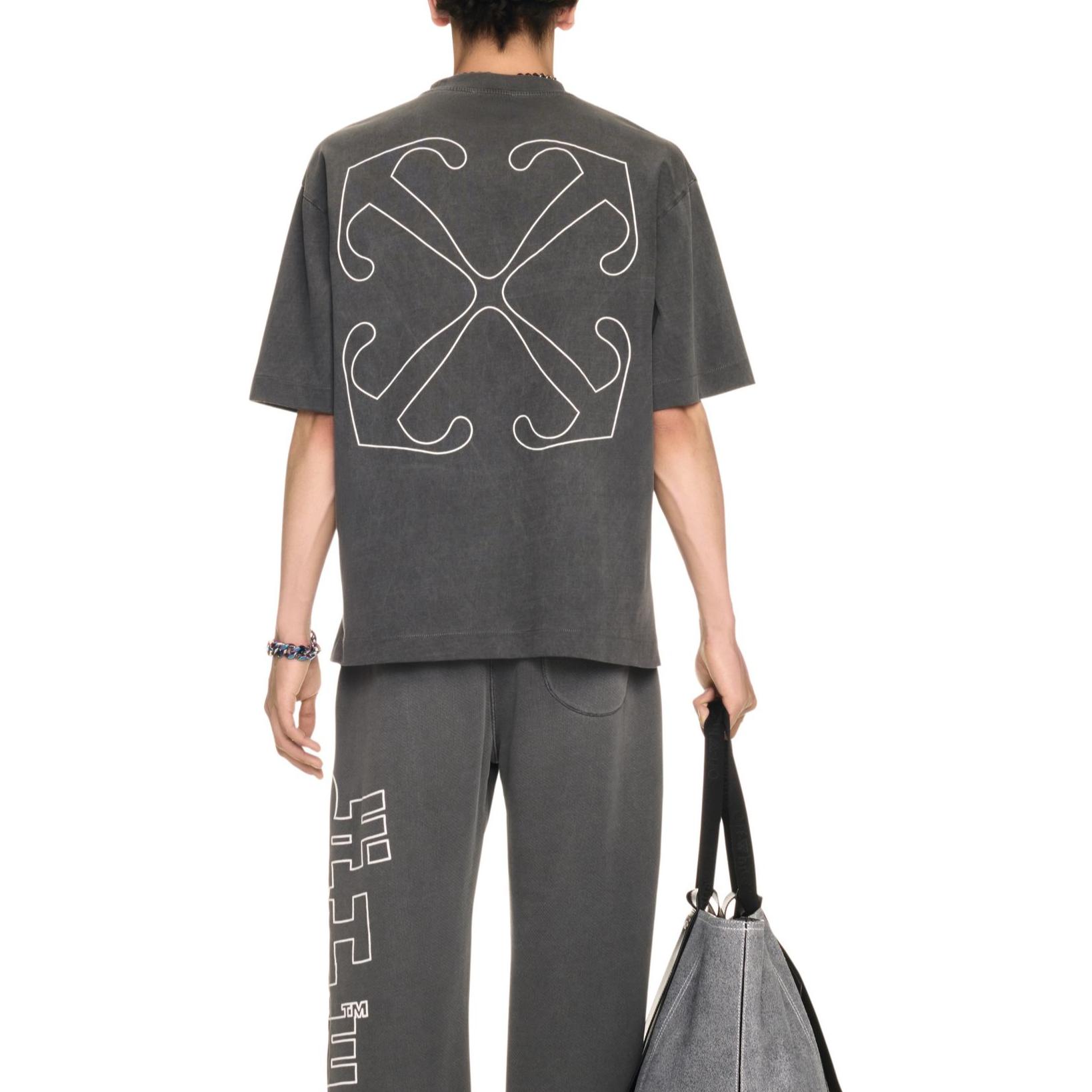 OFF-WHITE Logo Print Boxy Fit Black Crewneck T-Shirt for Men. OMAA120F24JER0041001 圖 4