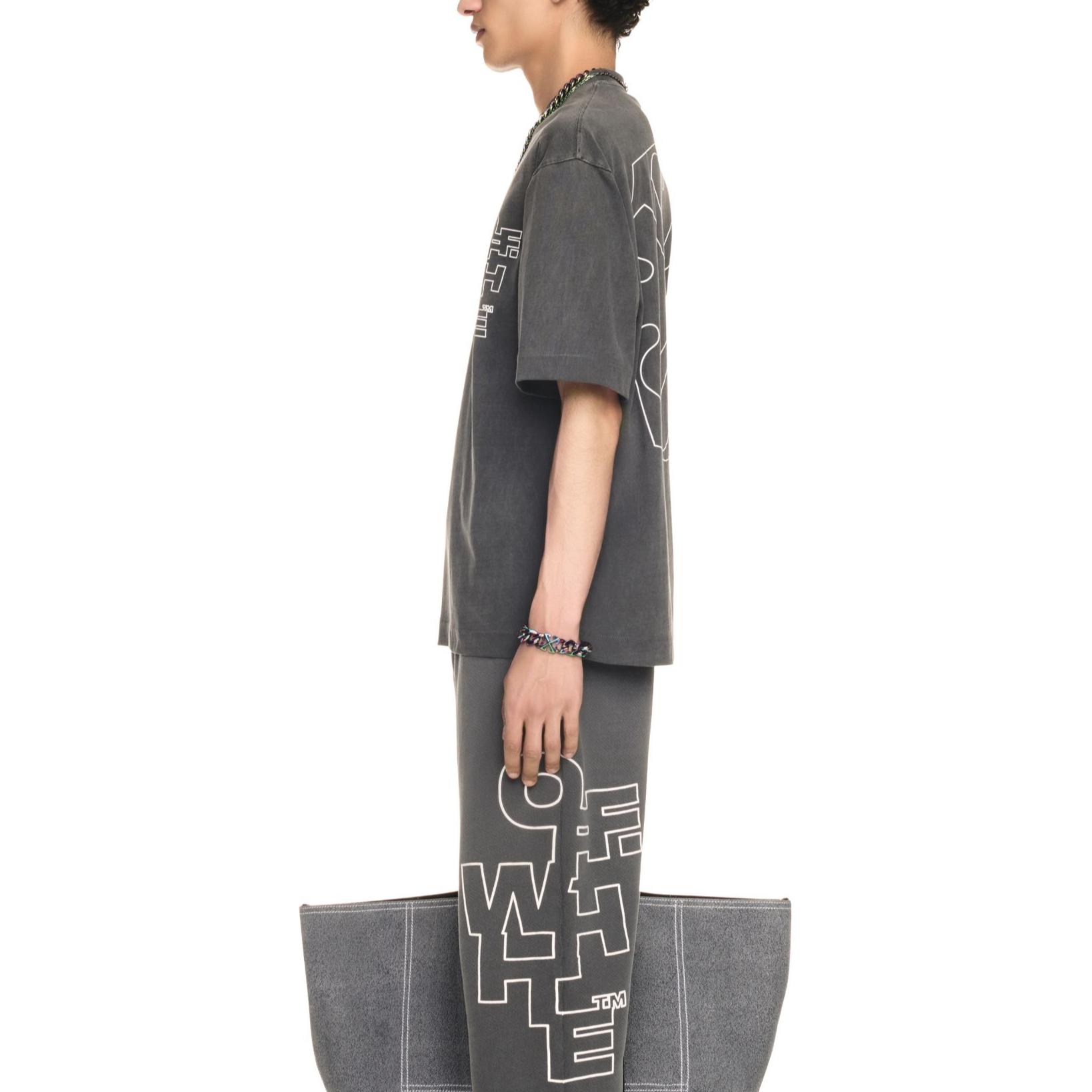 OFF-WHITE Logo Print Boxy Fit Black Crewneck T-Shirt for Men. OMAA120F24JER0041001 圖 5