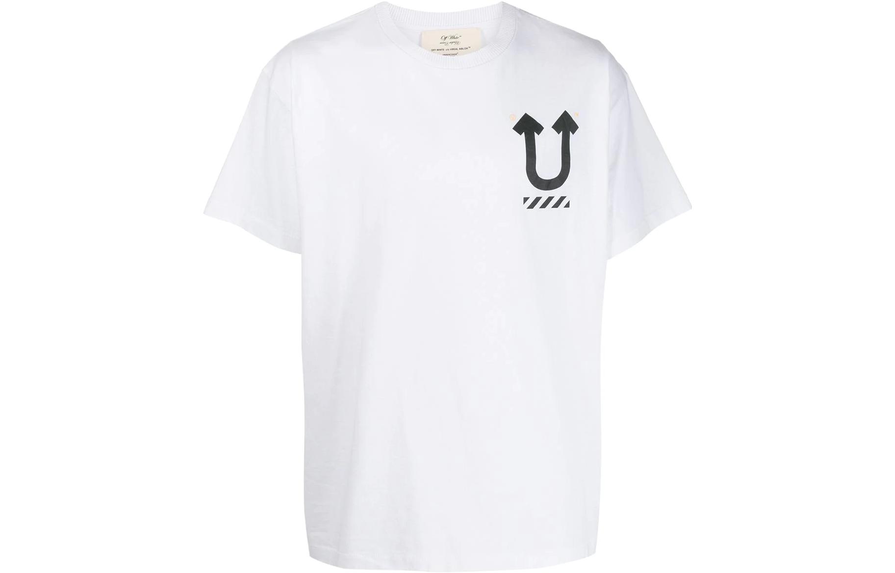 OFF-WHITE Logo Print Casual Crewneck Short Sleeve  T-Shirt White OMAA061G198770100188