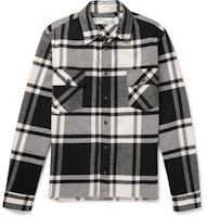 Off-White Logo Print Checked Flannel Overshirt Black/White/Pink Off-White Logo Print Checked Flannel Overshirt Black/White/Pink