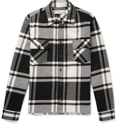 Off-White Logo Print Checked Flannel Overshirt Black/White/Pink Buy Off-White Logo Print Checked Flannel Overshirt Black/White/Pink