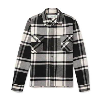 Off-White Logo Print Checked Flannel Overshirt Black/White/Pink