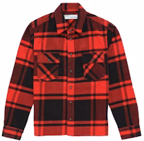Off-White Logo Print Checkered Flannel Overshirt Red/Black Off-White Logo Print Checkered Flannel Overshirt Red/Black