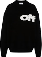 OFF-WHITE Logo Print Crewneck Long Sleeve Sweater Black Regular Fit. OMHE198F24KNI001100A OFF-WHITE Logo Print Crewneck Long Sleeve Sweater Black Regular Fit. OMHE198F24KNI001100A