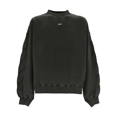 OFF-WHITE Logo Print Crewneck Long Sleeve Sweatshirt Black OMBA070C99FLE0021077