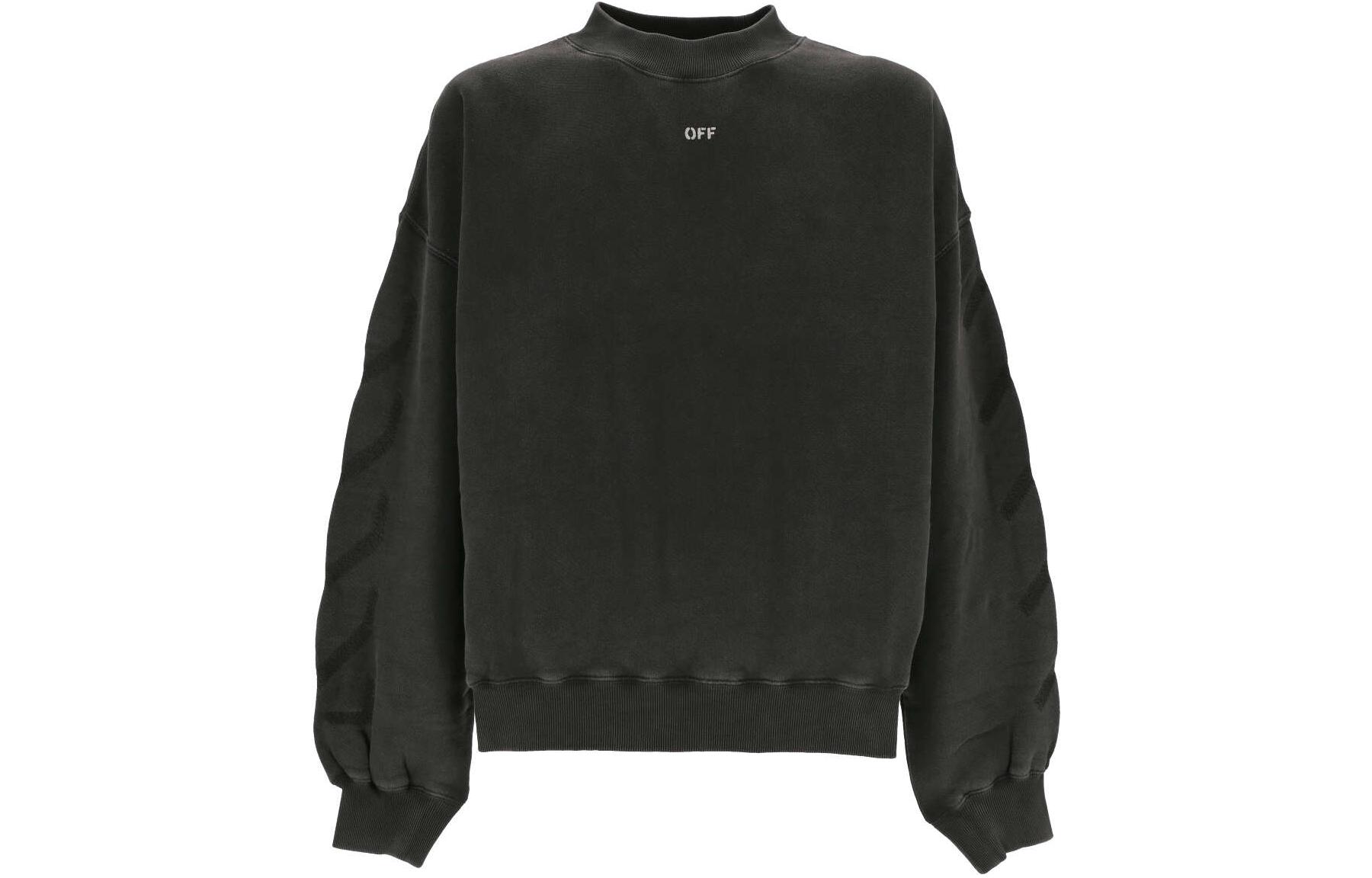 Order OFF-WHITE Logo Print Crewneck Lengan Panjang Sweatshirt Hitam OMBA070C99FLE0021077