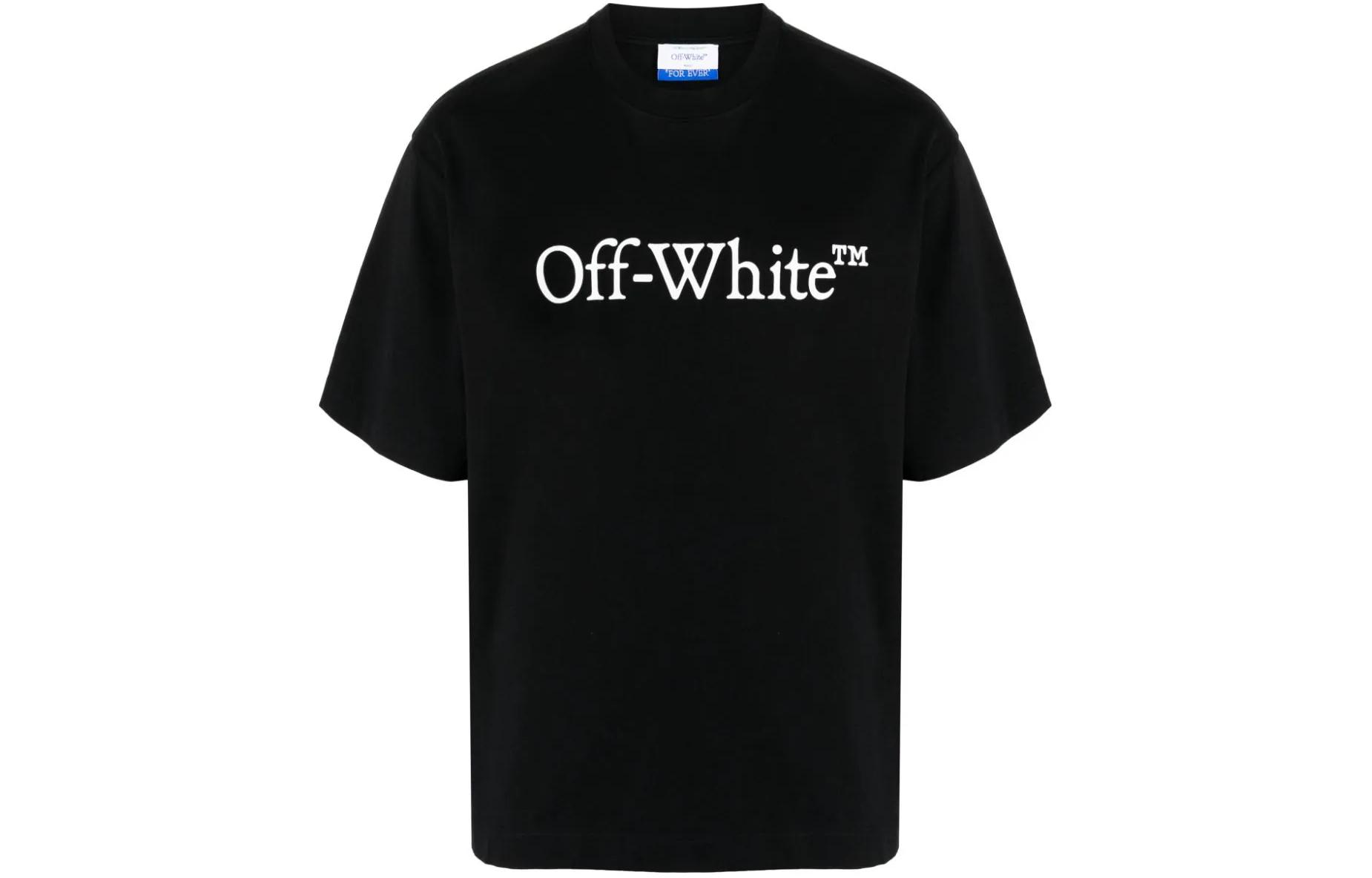 Order OFF-WHITE ロゴプリント クルーネック ルーズフィット Tシャツ ブラック OMAA120C99JER0081001