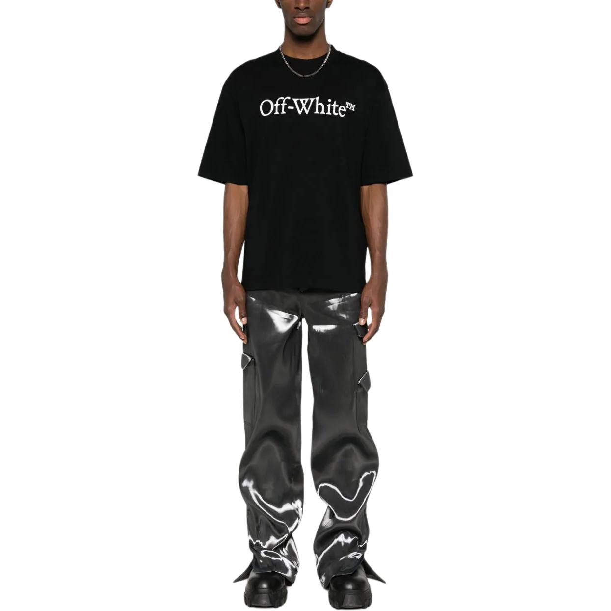 Lookbook OFF-WHITE ロゴプリント クルーネック ルーズフィット Tシャツ ブラック OMAA120C99JER0081001