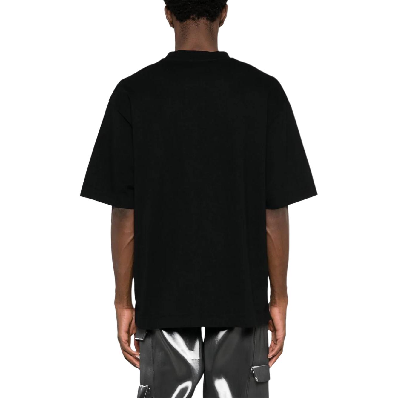 Shop OFF-WHITE ロゴプリント クルーネック ルーズフィット Tシャツ ブラック OMAA120C99JER0081001