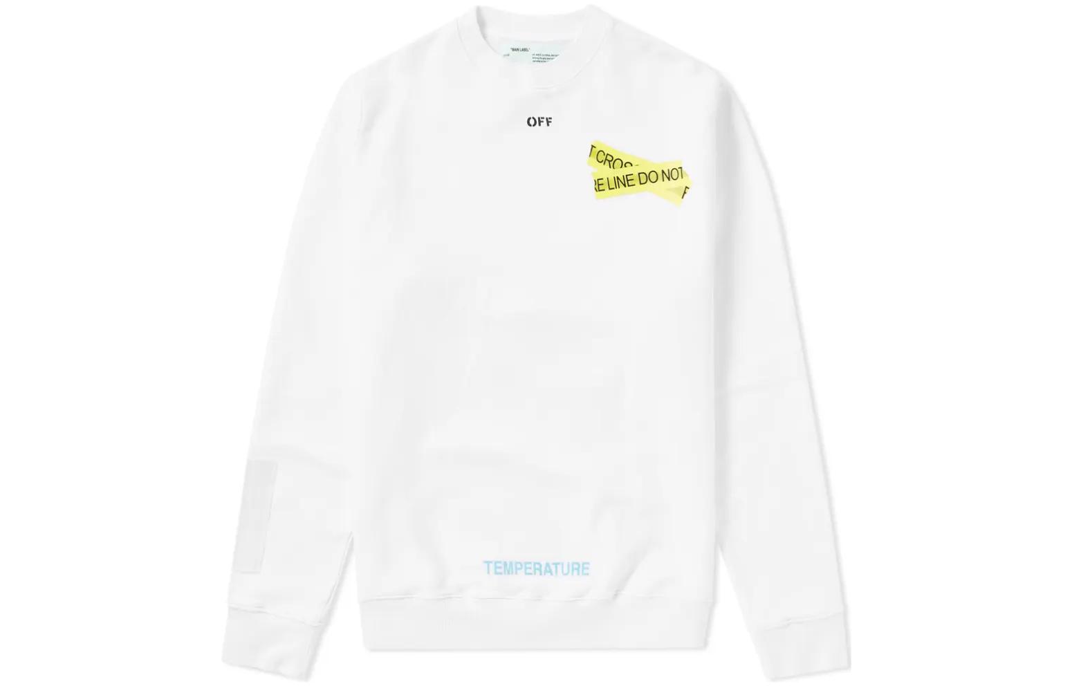 Off-White Logo Print Crewneck Pullover Sweatshirt White Loose Fit OMBA003S180030240160